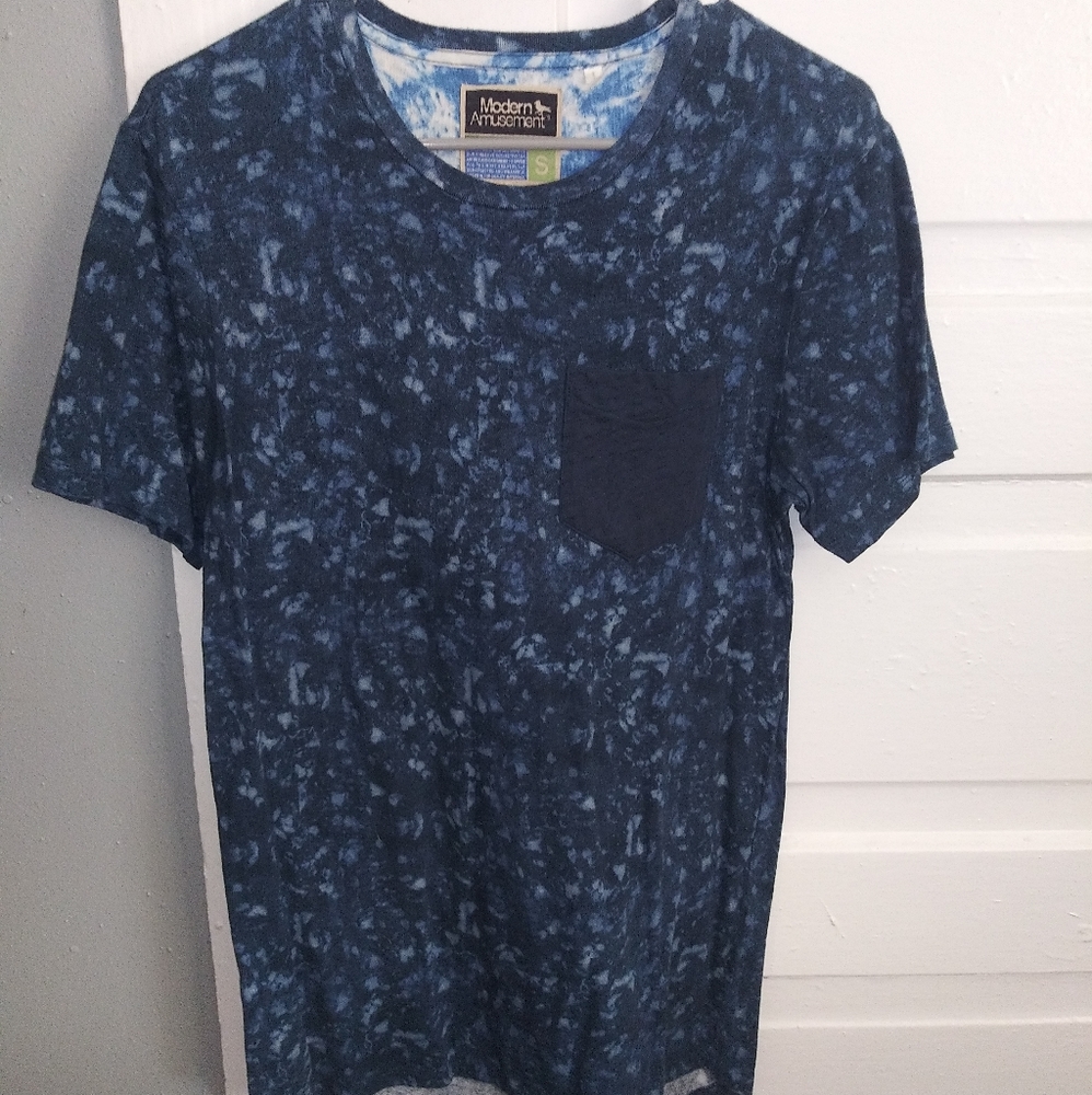 Blue Marbled Pocket Shirt by Modern Amusement